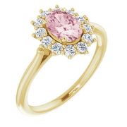 Natural Pink Morganite & 3/8 CTW Natural Diamond Ring-14kt Yellow Gold-