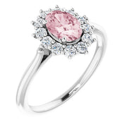 Natural Pink Morganite & 3/8 CTW Natural Diamond Ring-14kt White Gold-