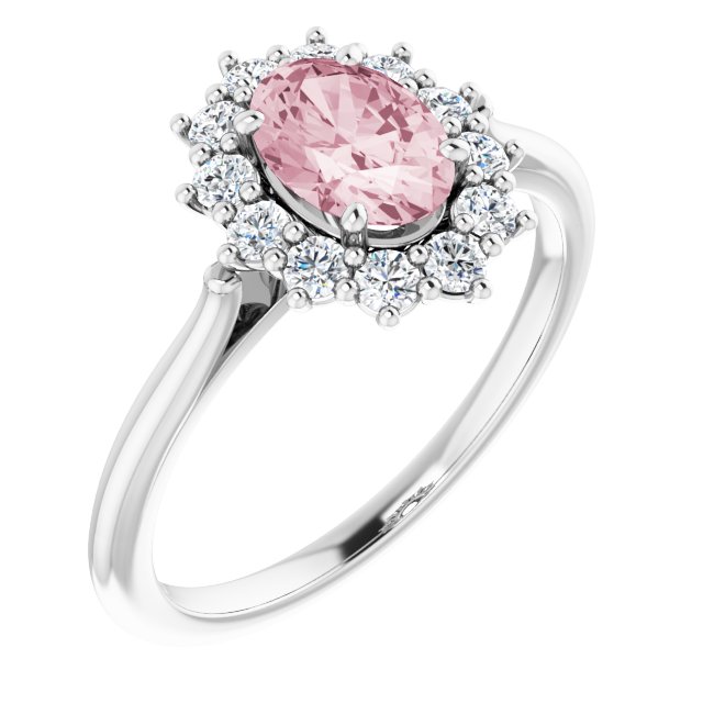 Natural Pink Morganite & 3/8 CTW Natural Diamond Ring-14kt White Gold-