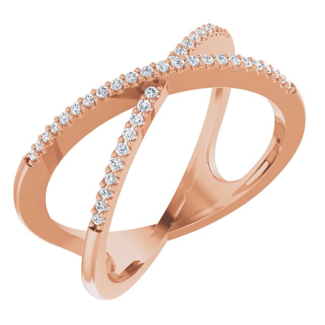 1/6 CTW Natural Diamond Criss-Cross Ring-14kt Rose Gold-6.00-