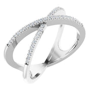 1/6 CTW Natural Diamond Criss-Cross Ring-14kt White Gold-6.00-