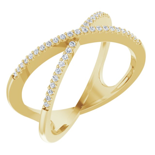 1/6 CTW Natural Diamond Criss-Cross Ring-14kt Yellow Gold-6.00-