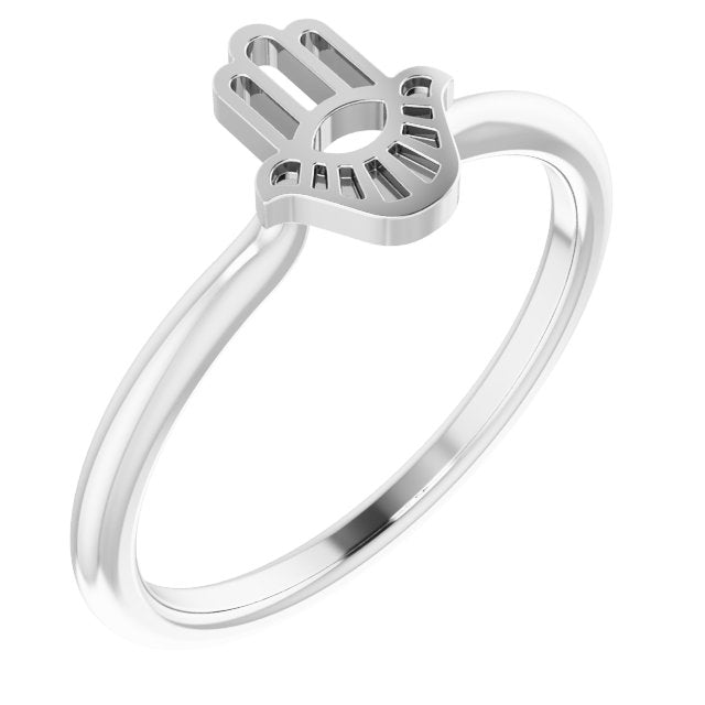 Hamsa Stackable Ring-14kt White Gold-6.00-