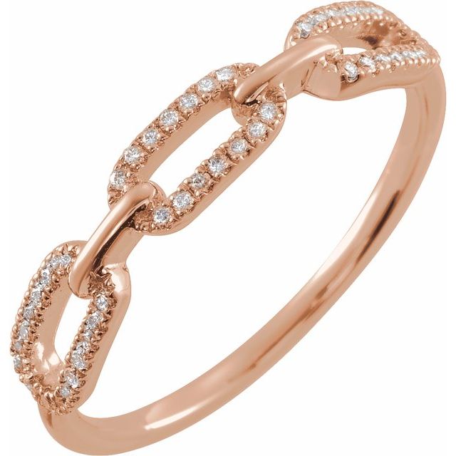 1/6 CTW Natural Diamond Chain Link Ring-14kt Rose Gold-6.00-