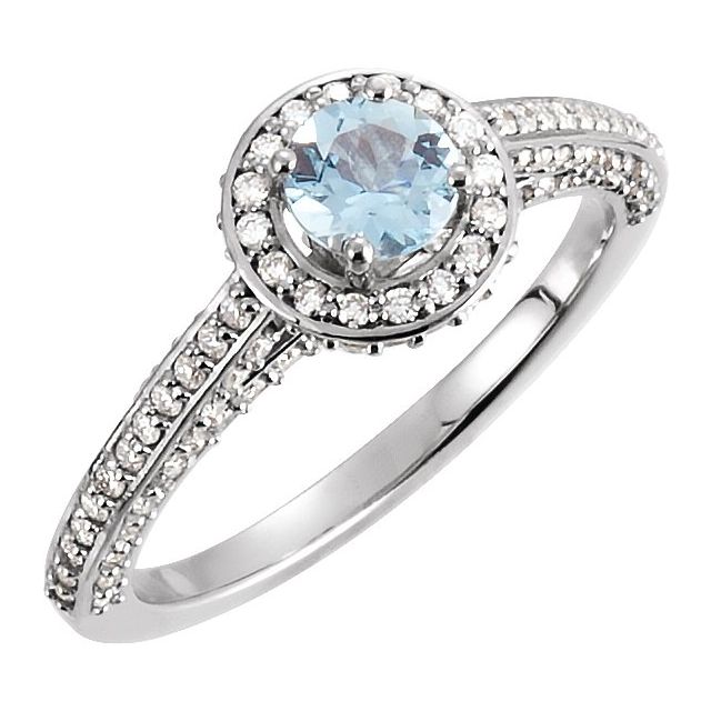 5/8 CTW Natural Diamond Engagement Ring-Natural Aquamarine-