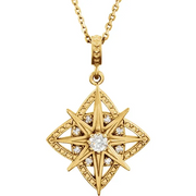 14K Yellow 1/6 CTW Diamond Vintage-Inspired 18" Necklace-