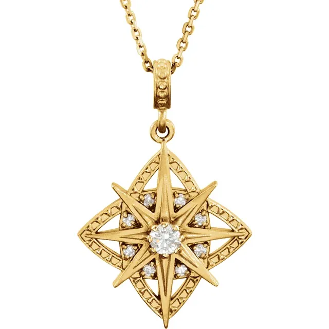 14K Yellow 1/6 CTW Diamond Vintage-Inspired 18" Necklace-