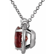 14K White 8 mm Round Mozambique Garnet & .05 CTW Diamond 16" Necklace-