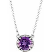 14K Yellow 8 mm Round Mozambique Garnet & .05 CTW Diamond 16" Necklace-