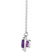 14K White 8 mm Round Mozambique Garnet & .05 CTW Diamond 16" Necklace-