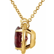 14K Yellow 8 mm Round Mozambique Garnet & .05 CTW Diamond 16" Necklace-