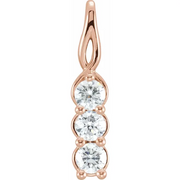 14K Rose 1/2 CTW Diamond 3-Stone Pendant-