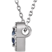 14K Yellow Blue Sapphire & .05 CTW Diamond 16" Necklace-