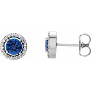 14K White Aquamarine & 1/6 CTW Diamond Earrings-