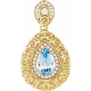 Platinum Swiss Blue Topaz & 1/2 CTW Diamond Pendant-