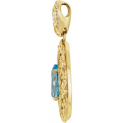 Platinum Swiss Blue Topaz & 1/2 CTW Diamond Pendant-
