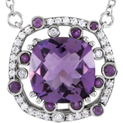 14K White Amethyst & 1/6 CTW Diamond 16" Necklace-