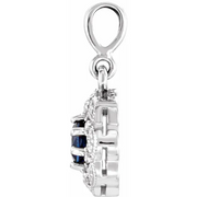 14K White Blue Sapphire & .06CTW Diamond Pendant-