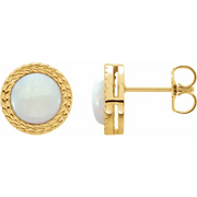 14K Yellow Opal Bezel-Set Leaf Earrings-