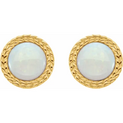 14K Yellow Opal Bezel-Set Leaf Earrings-