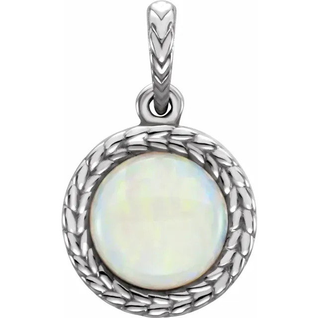 14K White Opal Pendant-