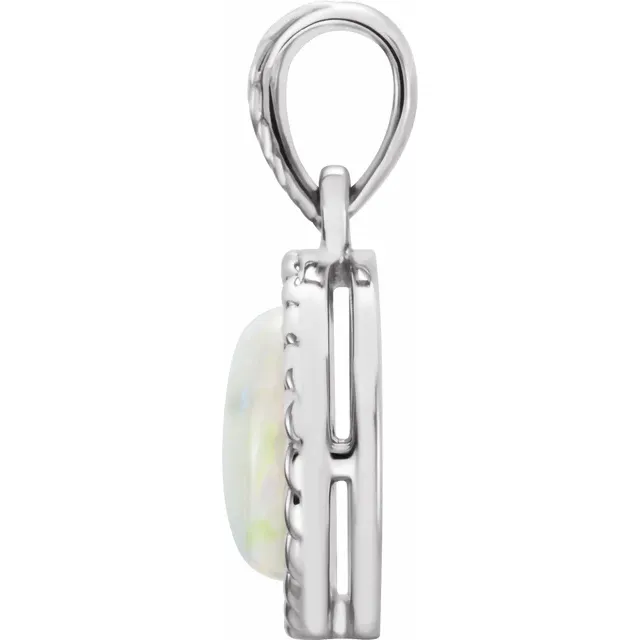 14K White Opal Pendant-