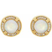 14K Yellow Opal & 1/8 CTW Diamond Earrings-