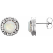 14K Yellow Opal & 1/8 CTW Diamond Earrings-