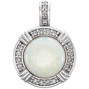14K Yellow Opal & 1/10 CTW Diamond Pendant-