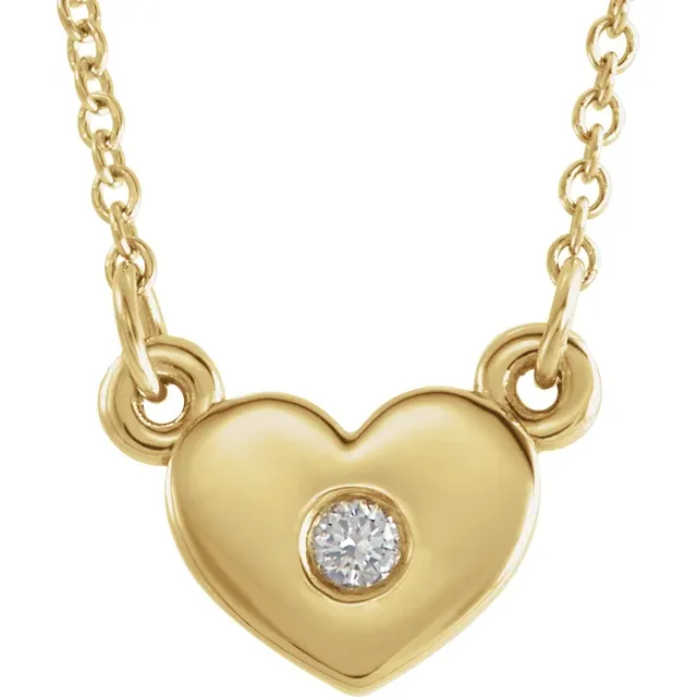 14K Yellow .03 CTW Diamond Heart 16" Necklace-