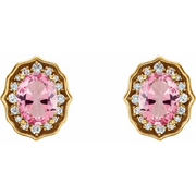 14K Yellow Baby Pink Topaz and 1/3 CTW Diamond Earrings with Backs-