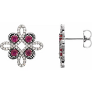 14K White Ruby & 1/4 CTW Diamond Earrings-