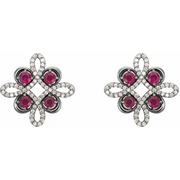 14K White Ruby & 1/4 CTW Diamond Earrings-