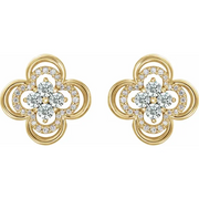 14K Yellow 5/8 CTW Diamond Clover Earrings-
