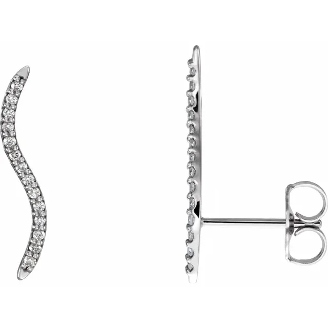 14K White 1/6 CTW Diamond Ear Climbers-