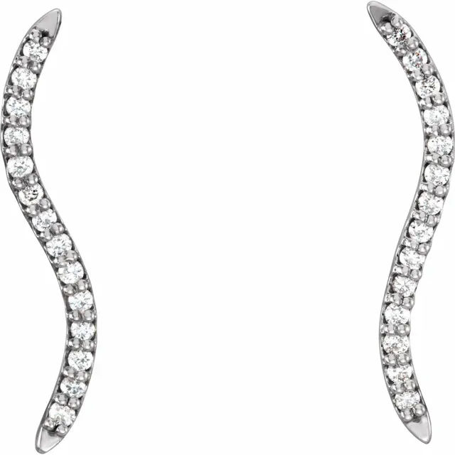 14K White 1/6 CTW Diamond Ear Climbers-