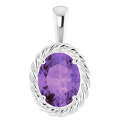 14K White Amethyst Rope Pendant-