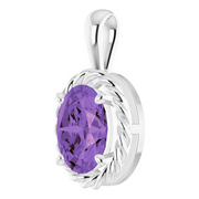 14K White Amethyst Rope Pendant-