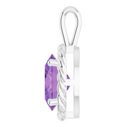 14K White Amethyst Rope Pendant-