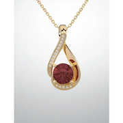 14K Yellow 6 mm Rhodolite Garnet & .04 CTW Diamond Pendant-