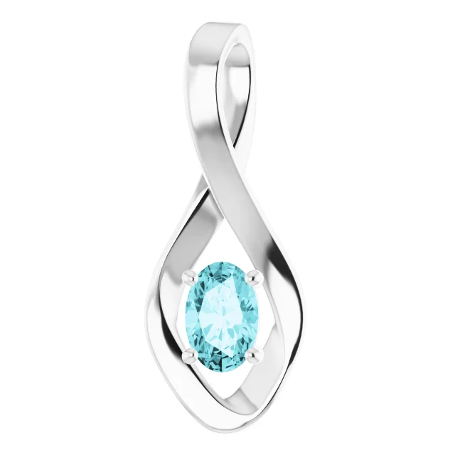 14K White Blue Zircon Pendant-