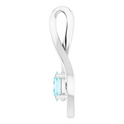 14K White Blue Zircon Pendant-