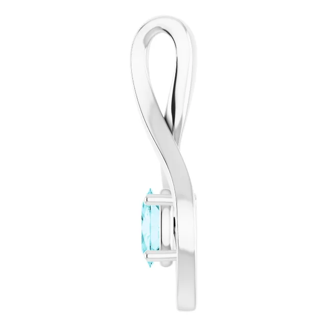 14K White Blue Zircon Pendant-