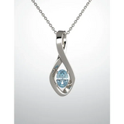 14K White Blue Zircon Pendant-