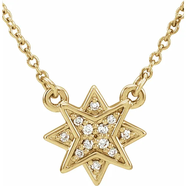 14K Yellow .04 CTW Diamond Star 16-18" Necklace-