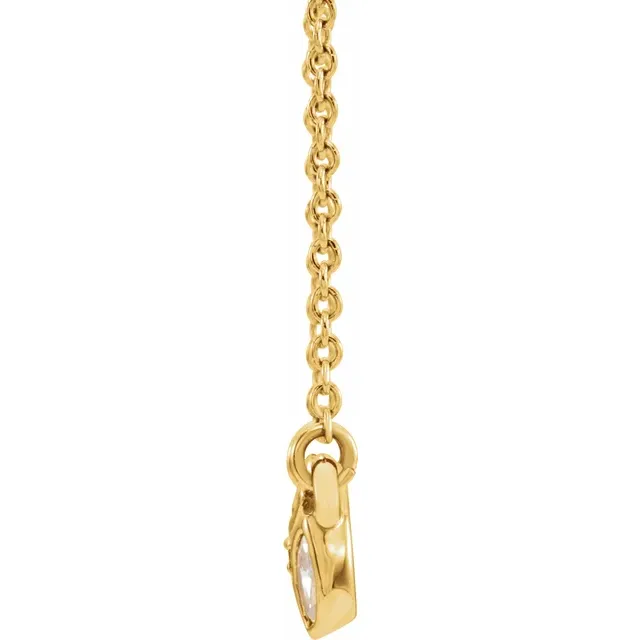14K Yellow 3-Stone Marquise Diamond 16-18" Necklace-