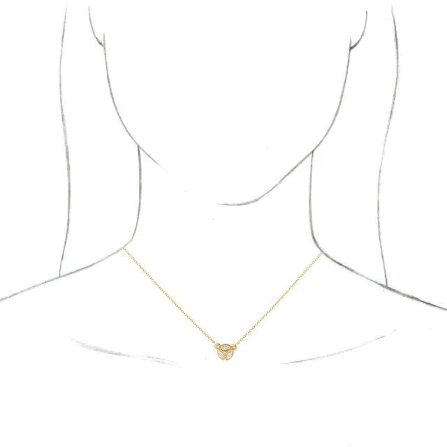 14K Yellow 3-Stone Marquise Diamond 16-18" Necklace-