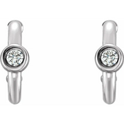 14K White 1/8 CTW Diamond Hoop Earrings-