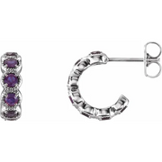 14K White Alexandrite Hoop Earrings-