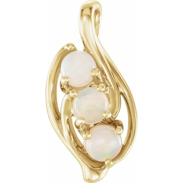 14K Yellow Opal Three-Stone Pendant-